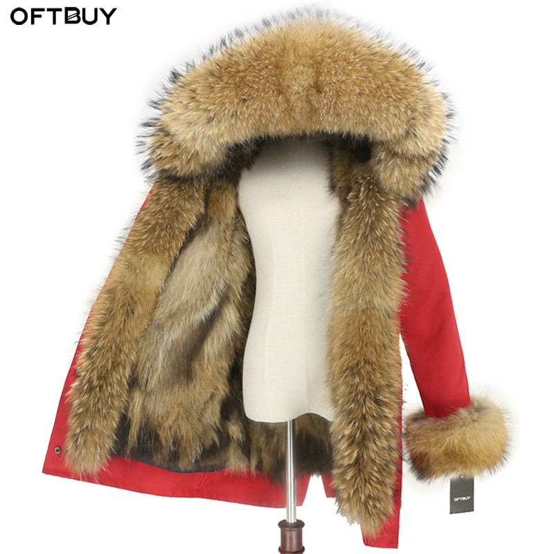 WILUXE Waterproof Real Fur Coat Long Parka