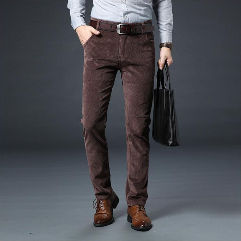 New Autumn Winter Fashion Men Jeans Slim Fit Thick Warm Corduroy Pants Fleece Trousers Male Casual Business Style Long Pants Men