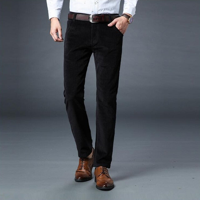 New Autumn Winter Fashion Men Jeans Slim Fit Thick Warm Corduroy Pants Fleece Trousers Male Casual Business Style Long Pants Men