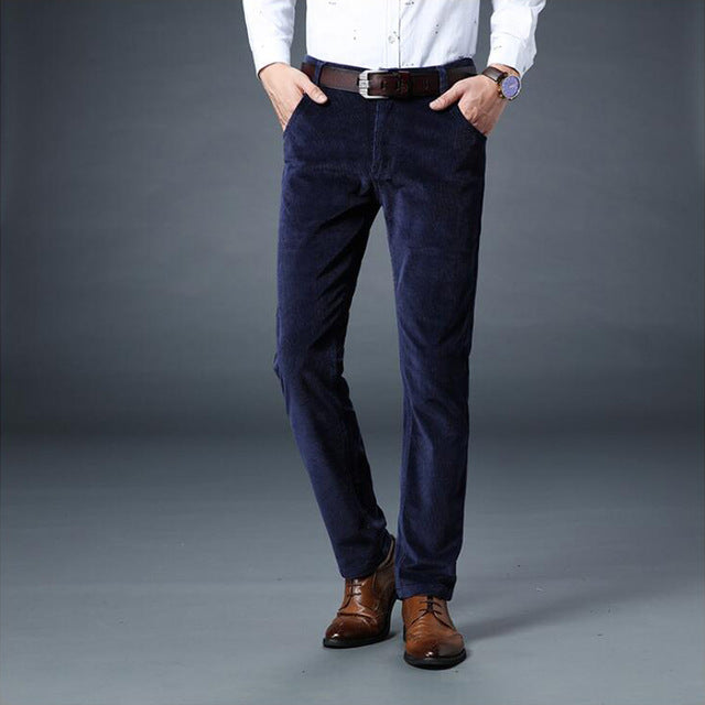 New Autumn Winter Fashion Men Jeans Slim Fit Thick Warm Corduroy Pants Fleece Trousers Male Casual Business Style Long Pants Men