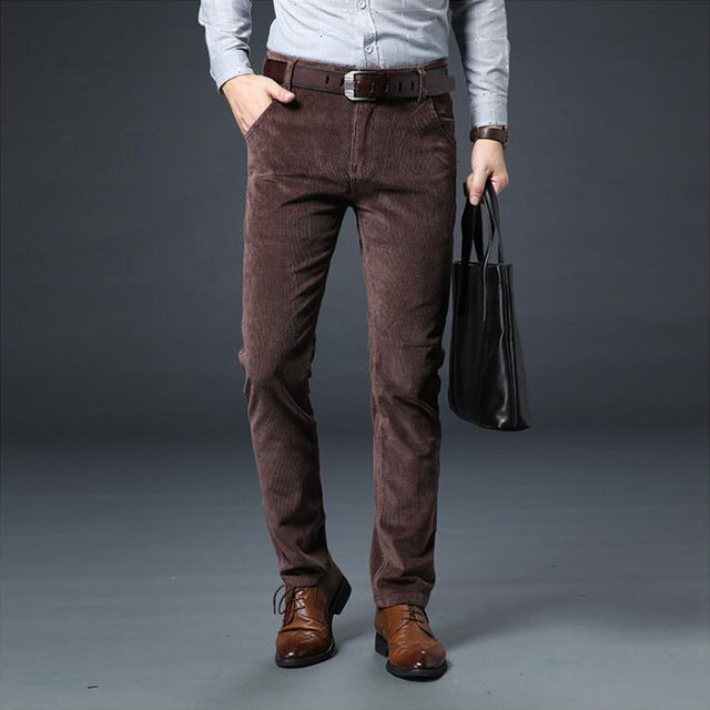 New Autumn Winter Fashion Men Jeans Slim Fit Thick Warm Corduroy Pants Fleece Trousers Male Casual Business Style Long Pants Men