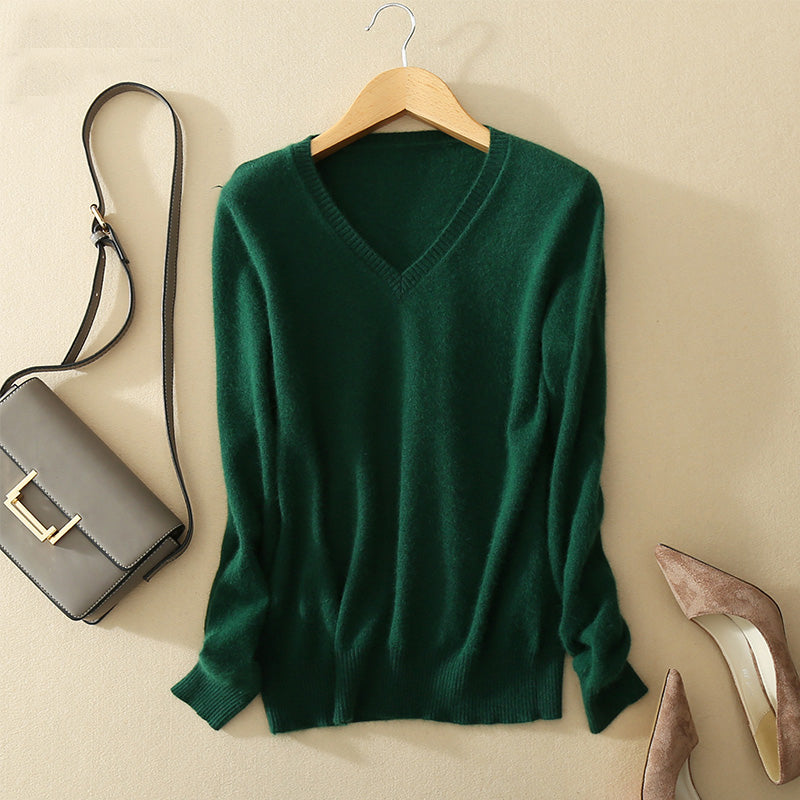 WILUXE  Sweater V-Neck  Autumn Cashmere Wool Knit Sexy