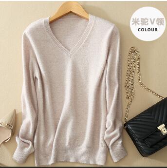 WILUXE  Sweater V-Neck  Autumn Cashmere Wool Knit Sexy