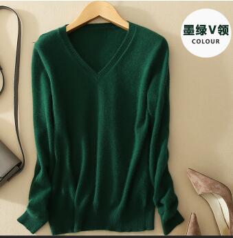 WILUXE  Sweater V-Neck  Autumn Cashmere Wool Knit Sexy