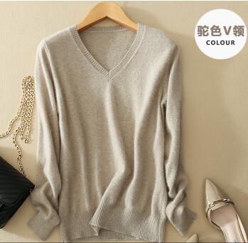 WILUXE  Sweater V-Neck  Autumn Cashmere Wool Knit Sexy