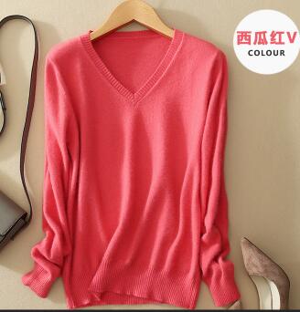 WILUXE  Sweater V-Neck  Autumn Cashmere Wool Knit Sexy