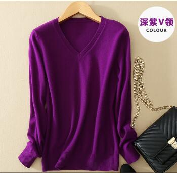 WILUXE  Sweater V-Neck  Autumn Cashmere Wool Knit Sexy