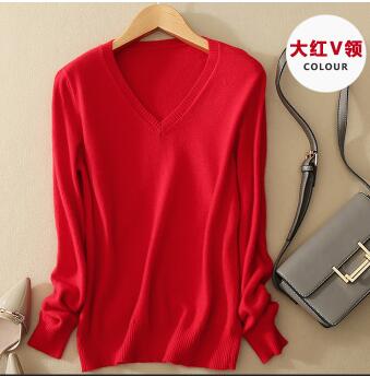 WILUXE  Sweater V-Neck  Autumn Cashmere Wool Knit Sexy