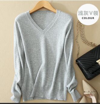 WILUXE  Sweater V-Neck  Autumn Cashmere Wool Knit Sexy