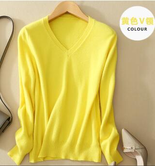 WILUXE  Sweater V-Neck  Autumn Cashmere Wool Knit Sexy