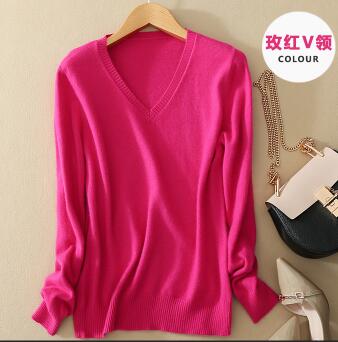 WILUXE  Sweater V-Neck  Autumn Cashmere Wool Knit Sexy